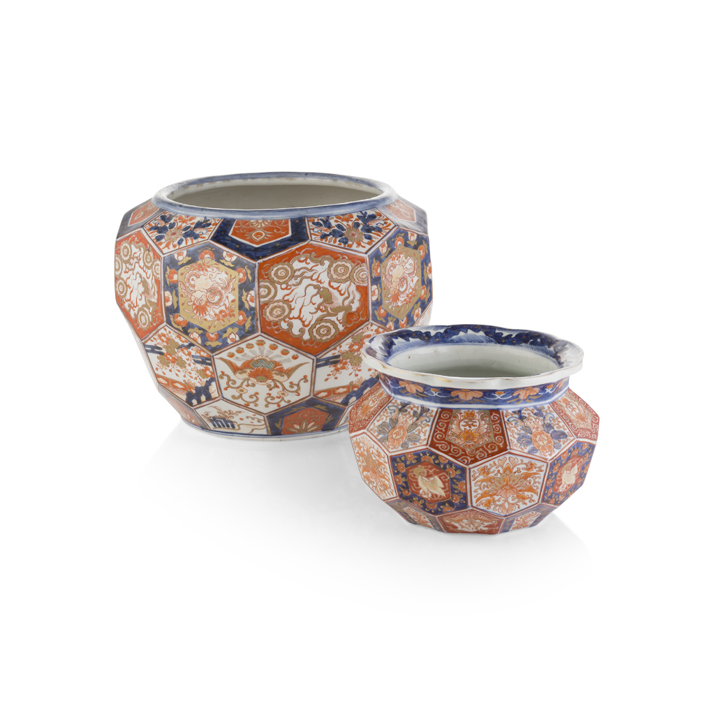 Appraisal: TWO IMARI JARDINI RES the larger one with a thick