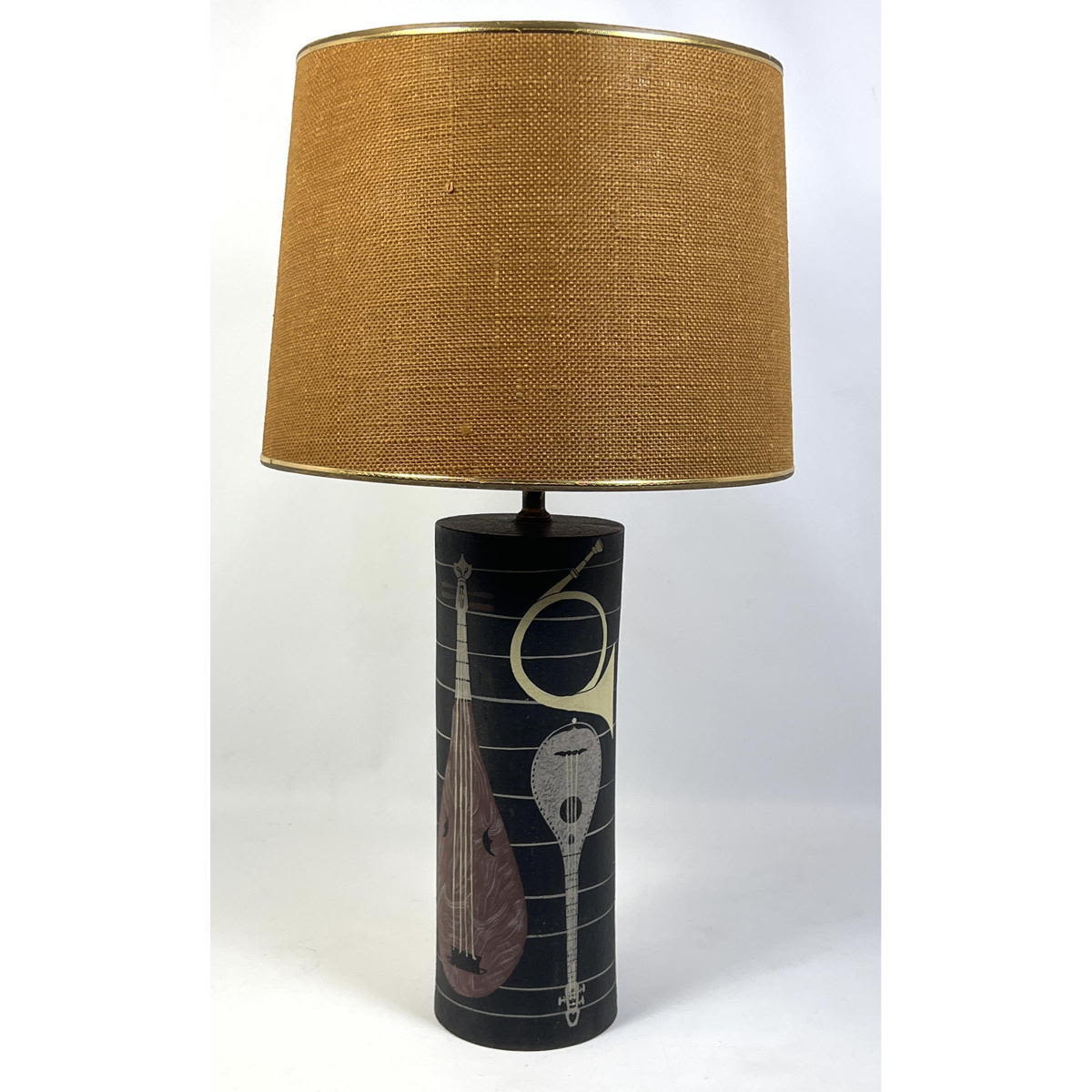 Appraisal: RAYMOR Italy Modernist Pottery Table Lamp Cylinder form with hand