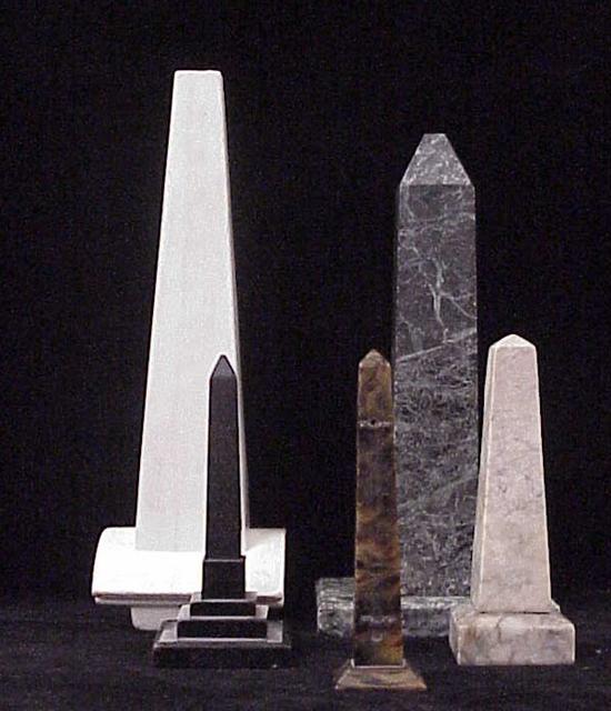 Appraisal: Group of five obelisks three are stone the largest is