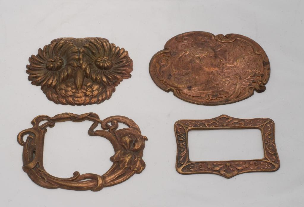 Appraisal: GROUP OF EDWARDIAN COPPER MOUNTS including a set of four