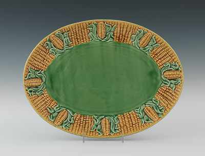 Appraisal: Portugese Majolica Corn Serving Platter Apprx - x - oval