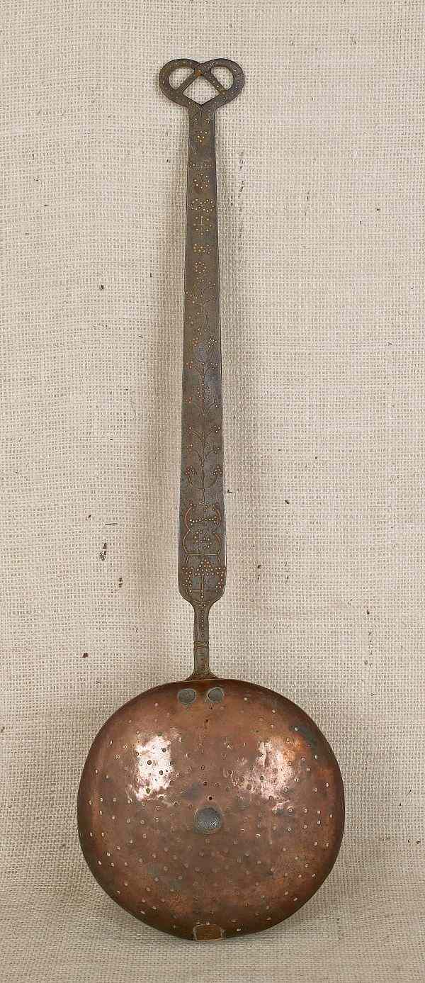 Appraisal: Pennsylvania wrought iron and copper straining ladle dated with an