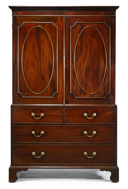 Appraisal: George III mahogany linen presslate th century