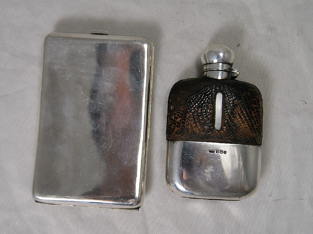 Appraisal: Victorian glass hip flask having silver cup and top the