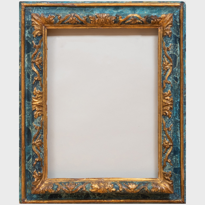 Appraisal: ITALIAN BAROQUE PAINTED AND PARCEL-GILT PICTURE FRAME Together with and