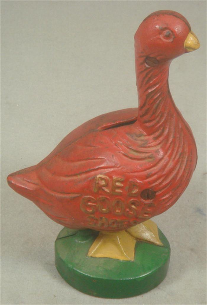 Appraisal: Cast iron still bank Red Goose Shoes h Estimate -