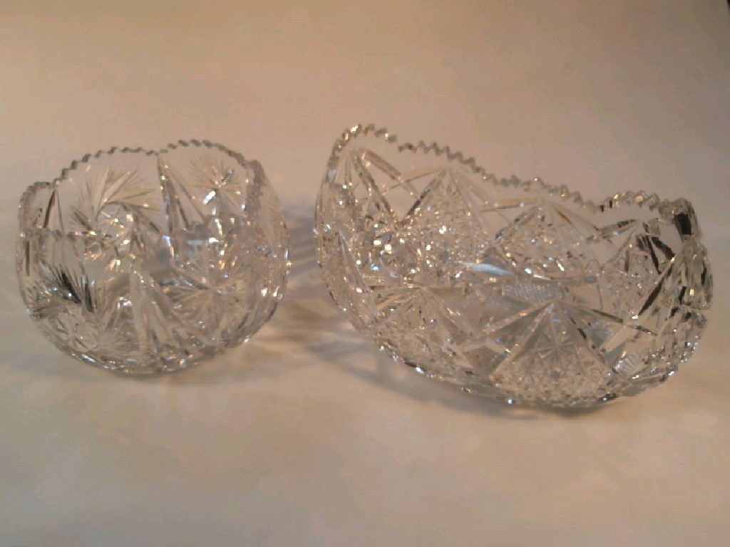 Appraisal: Two heavy cut glass fruit bowls