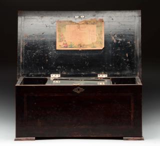 Appraisal: Three Bell Cylinder Music Box In a distressed case The