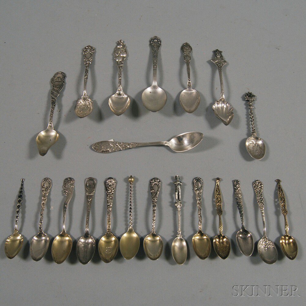 Appraisal: Approximately Twenty Mostly Silver Spoons including teaspoons fruit spoons demitasse