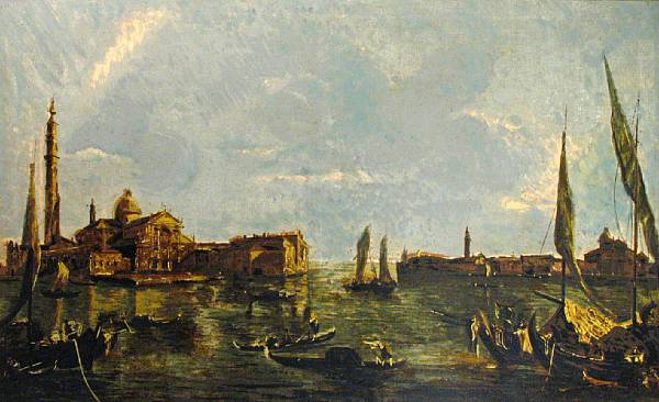 Appraisal: Italian School th century A Venetian scene with ships sailing