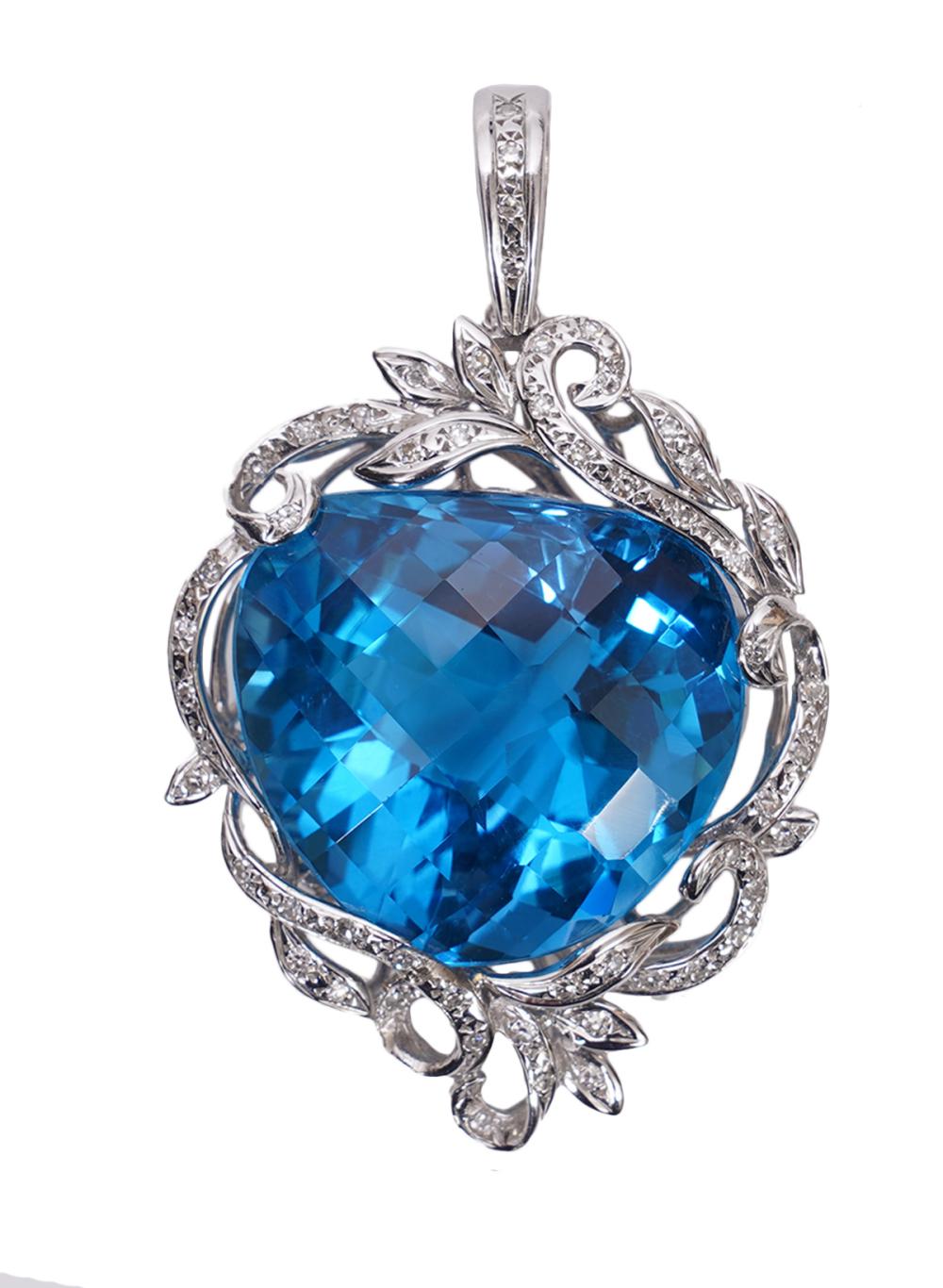 Appraisal: LOUDON BLUE TOPAZ DIAMOND AND K WG ENHANCERLarge contemporary heart