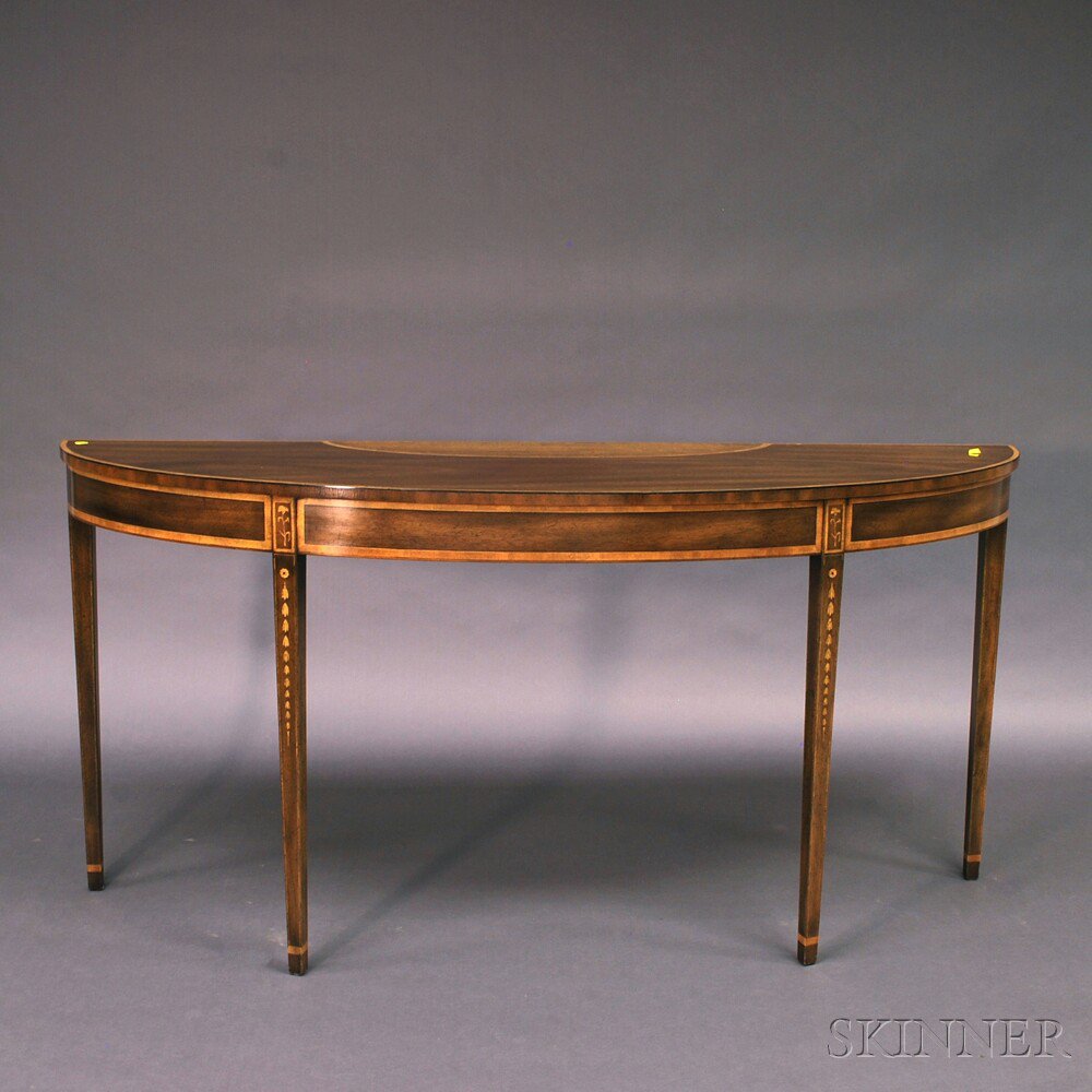 Appraisal: Kittinger George III-style Inlaid Walnut Veneer Console Table the crossbanded