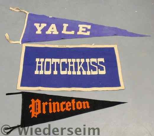 Appraisal: Three wool college pennants c - Yale l Hotchkiss Princeton