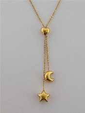 Appraisal: An carat gold necklace with heart moon and star drop