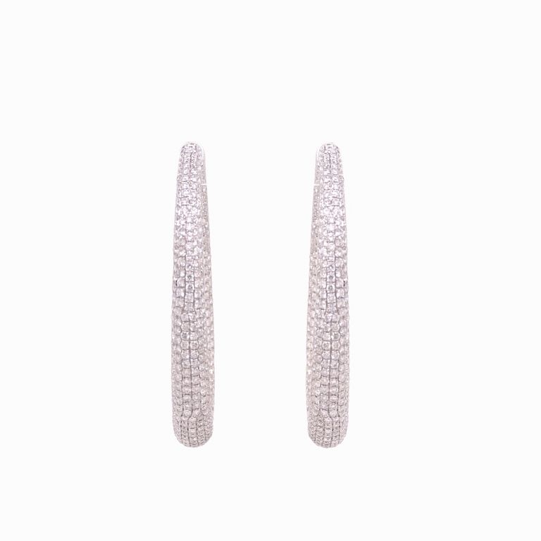 Appraisal: Hoop Earrings K White Gold With Diamonds Round diamond Ct