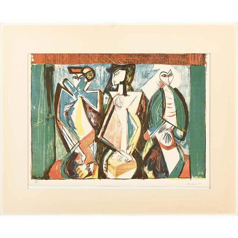 Appraisal: Walter Becker - Three Figures lithograph in colors on wove