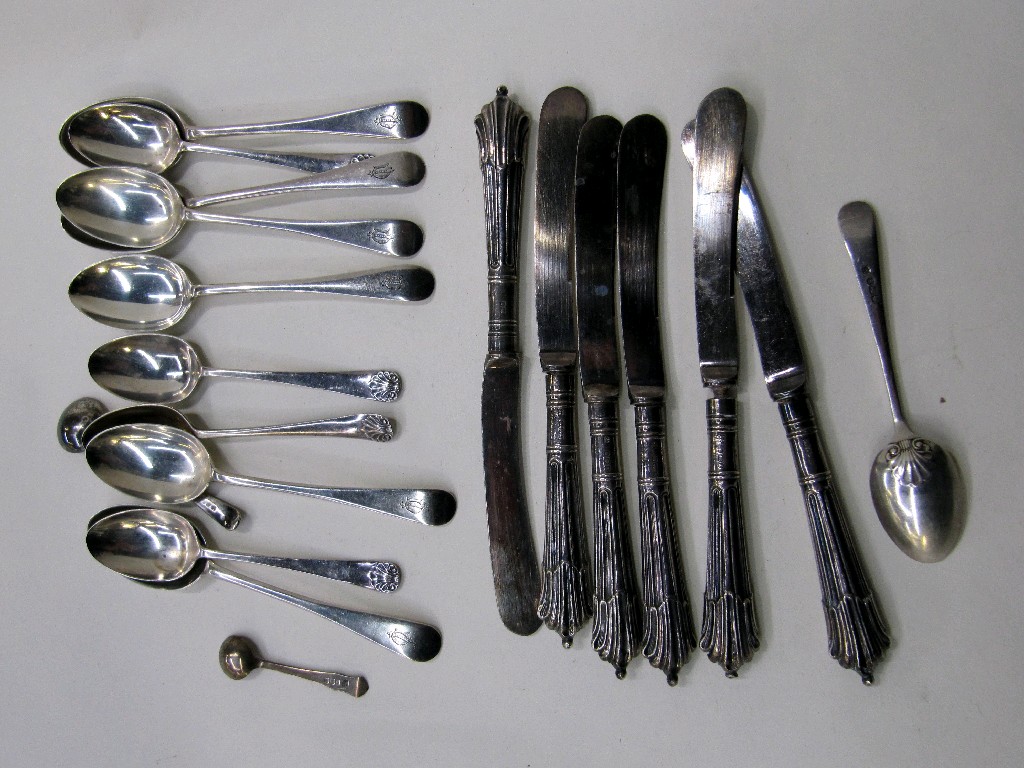 Appraisal: Lot comprising assorted silver spoons and knives