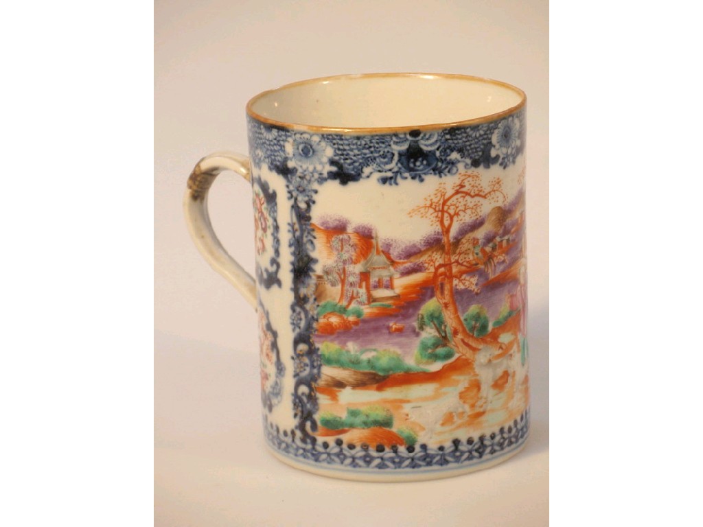 Appraisal: A thC Cantonese famille rose palette mug enamelled with figures