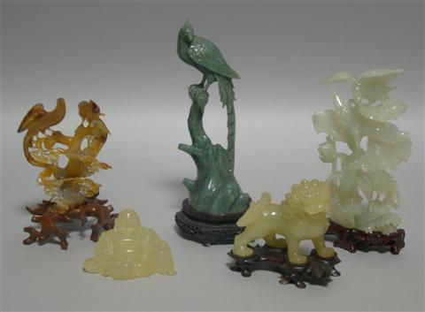 Appraisal: FIVE CHINESE HARDSTONE CARVINGS th century comprising a carnelian agate