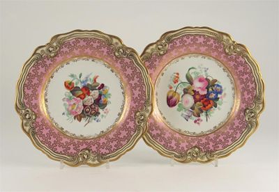 Appraisal: A pair of Chamberlain's Worcester plates the centres painted with