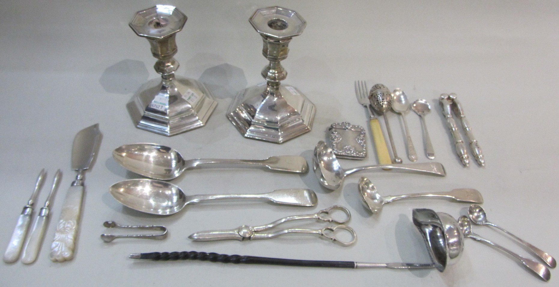 Appraisal: Silver and silver mounted wares comprising a pair of candlesticks