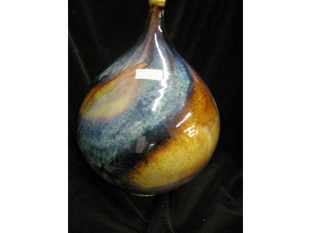 Appraisal: Studio Art Pottery Vase rich swirling flambe style glaze tall