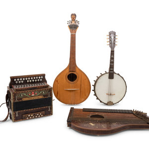 Appraisal: A Group of Five Musical Instruments comprising a clarinet a