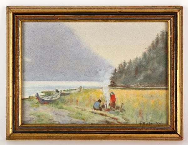 Appraisal: - Richardson Figures on Land with Canoes W C T