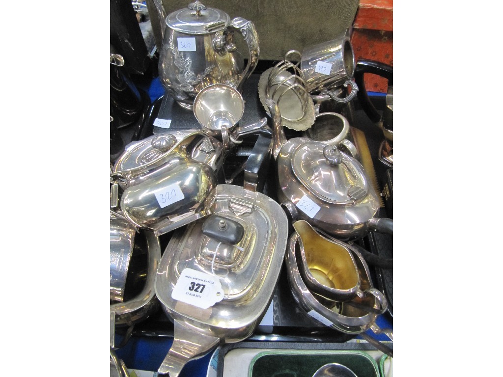 Appraisal: Tray lot of EP - tea services hotelware cutlery etc