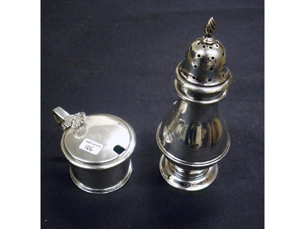 Appraisal: Walker Hall baluster shaped sugar sifter mounted with a flame