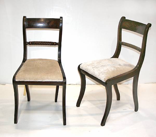 Appraisal: A pair of Regency style mahogany side chairs mid th