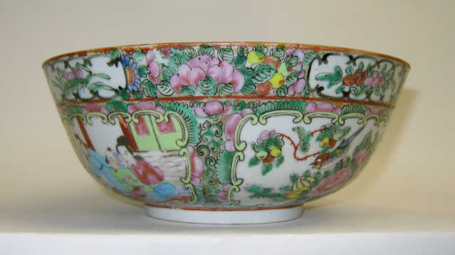 Appraisal: CHINESE PORCELAIN ROSE CANTON BOWL Decorated with four alternating medallions