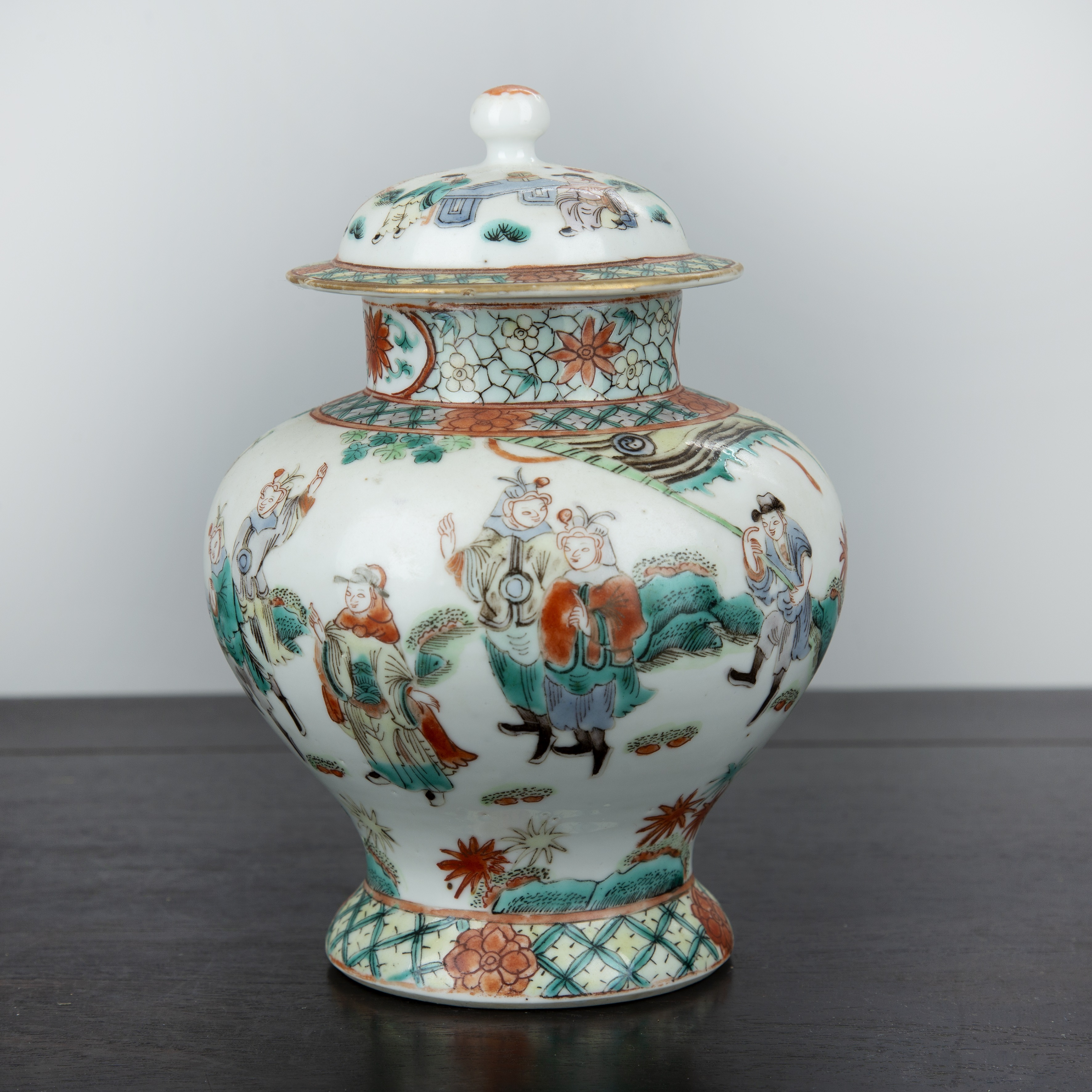 Appraisal: Famille verte baluster vase Chinese decorated with figures in a