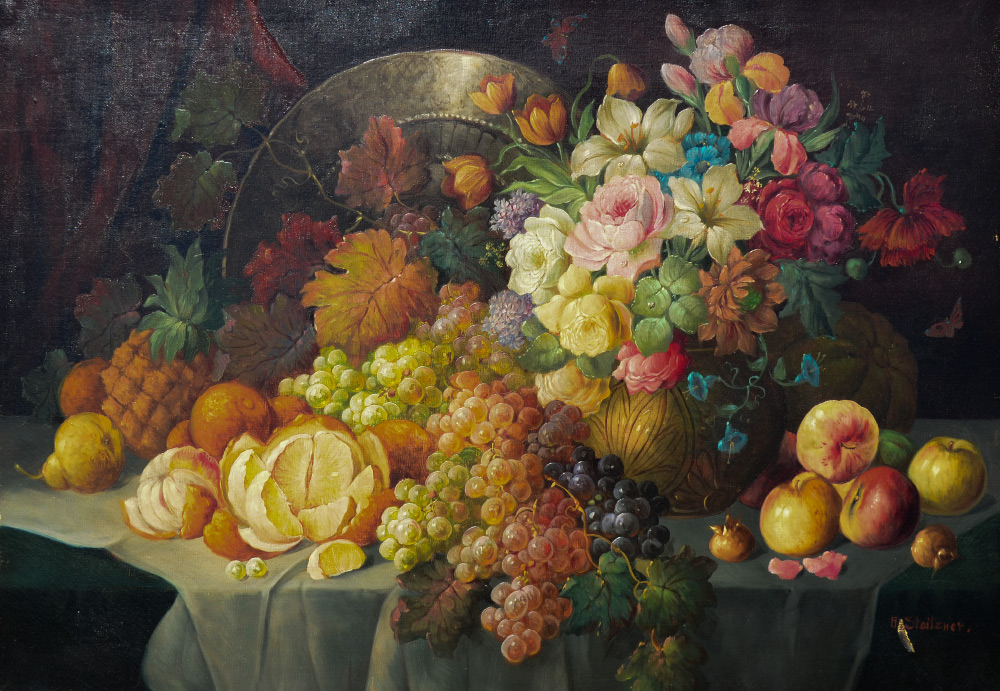 Appraisal: STOITZNER Rudolf Austrian - Neoclassical style Still Life with Floral