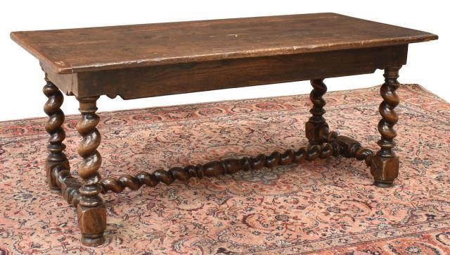 Appraisal: French Provincial oak low table coffee table th c rectangular