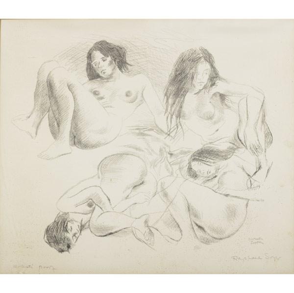 Appraisal: RAPHAEL SOYER American - Untitled Nudes lithograph framed Provenance Private