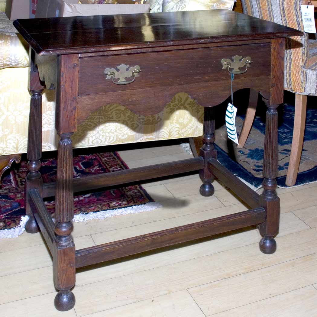 Appraisal: William and Mary Style Oak Work Table Height inches width