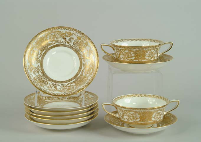 Appraisal: SET OF TWELVE ROYAL WORCESTER EMBASSY HANDLED SOUPS Black mark