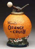 Appraisal: WARD S ORANGE-CRUSH CERAMIC SYRUP DISPENSER Smaller version of the