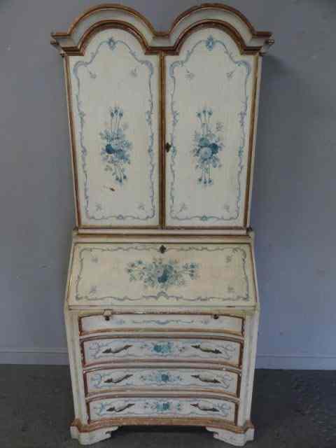 Appraisal: Italian Style Paint Decorated Secretary Bookcase pieces Very nice quality