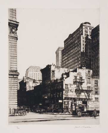 Appraisal: SAMUEL CHAMBERLAIN Manhattan Old and New Etching x mm x