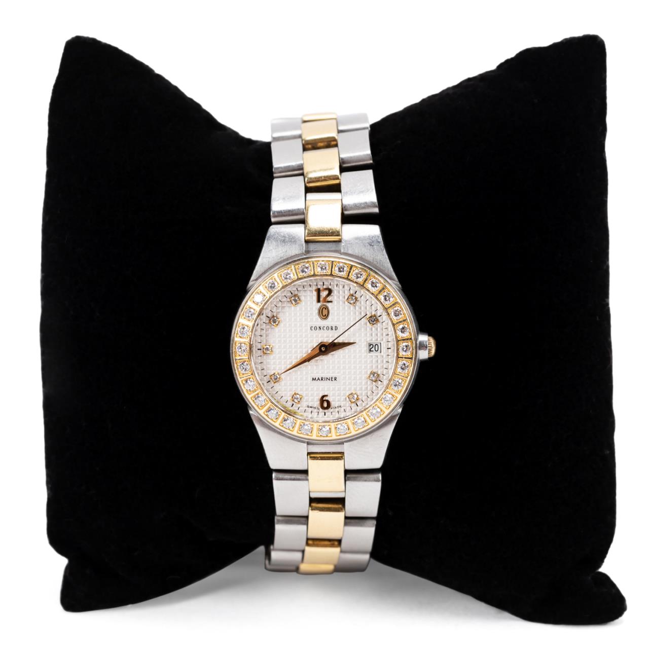 Appraisal: CONCORD LADIES STAINLESS DIAMOND MARINER WATCH Concord American two tone