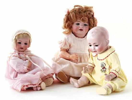 Appraisal: Collection of bisque-head dolls circa consisting of bisque socket-head doll