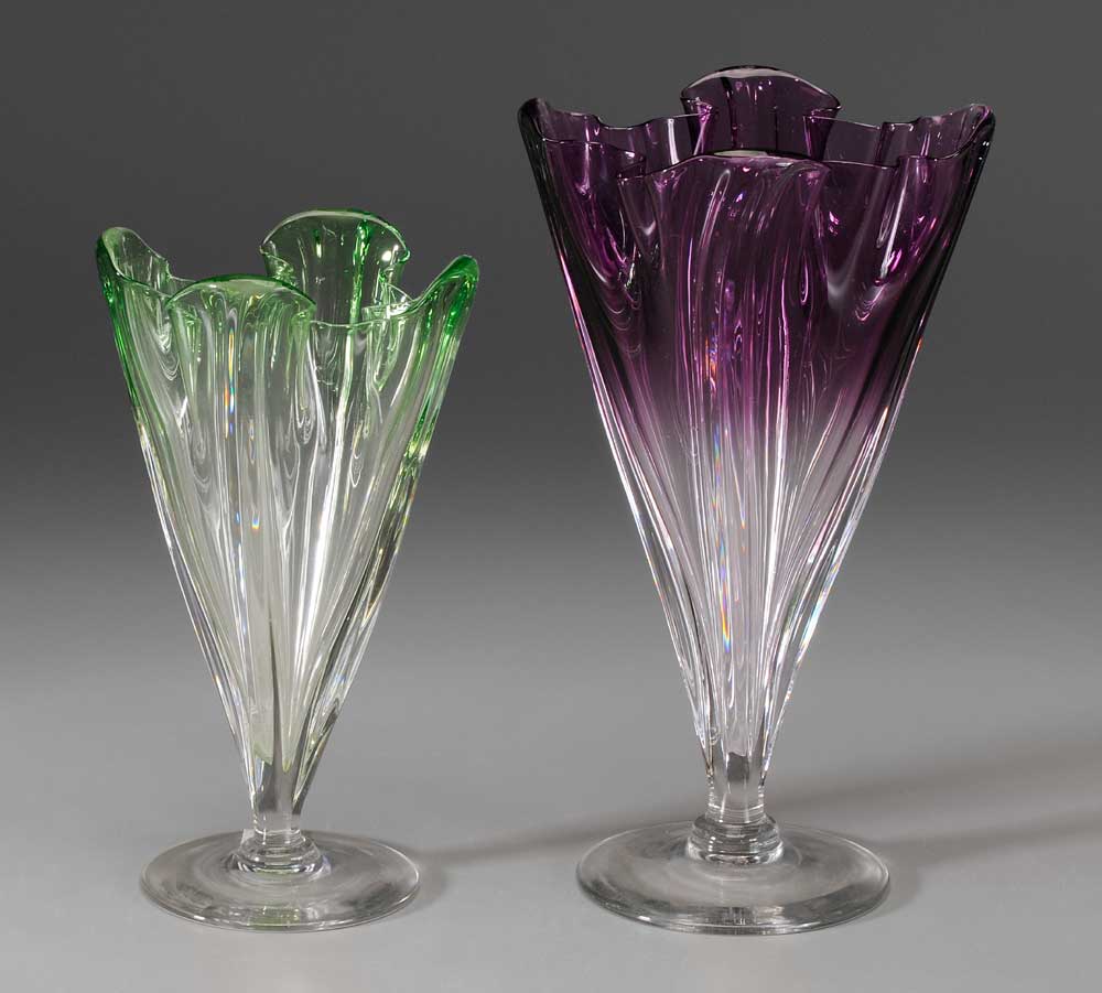 Appraisal: Two Steuben Vases American th century purple to clear with