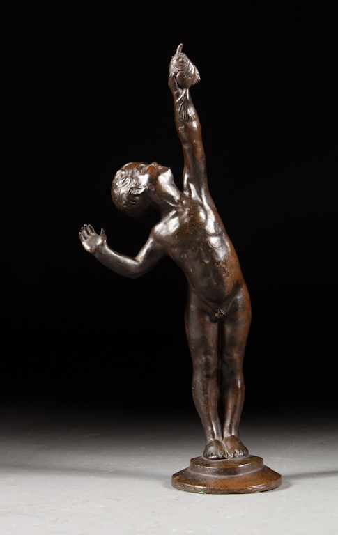 Appraisal: Jack Lincoln Lambert American - Boy with fish bronze fountain