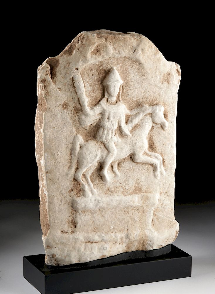 Appraisal: Thracian Limestone Equestrian Stela Southeastern Europe Thrace modern borders in