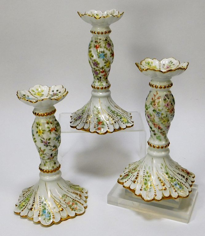 Appraisal: French Limoges Gilt Porcelain Candlestick Group France th Century Includes