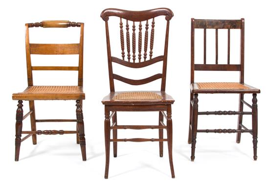 Appraisal: Sale Lot Three American Miscellaneous Caned Seat Side Chairs th