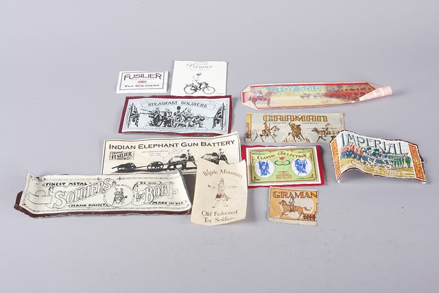 Appraisal: Lot of assorted box labels from Toy Soldier boxes with