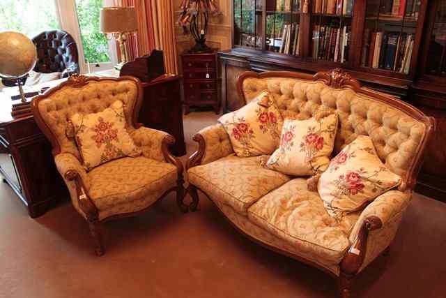 Appraisal: AN TH CENTURY FRENCH STYLE BEECHWOOD FRAMED SMALL SOFA with